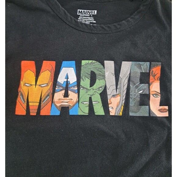 Marvel Graphic T-Shirt Women’s Large Short Sleeve Superhero Comic Logo Tee MCU - Picture 2 of 5